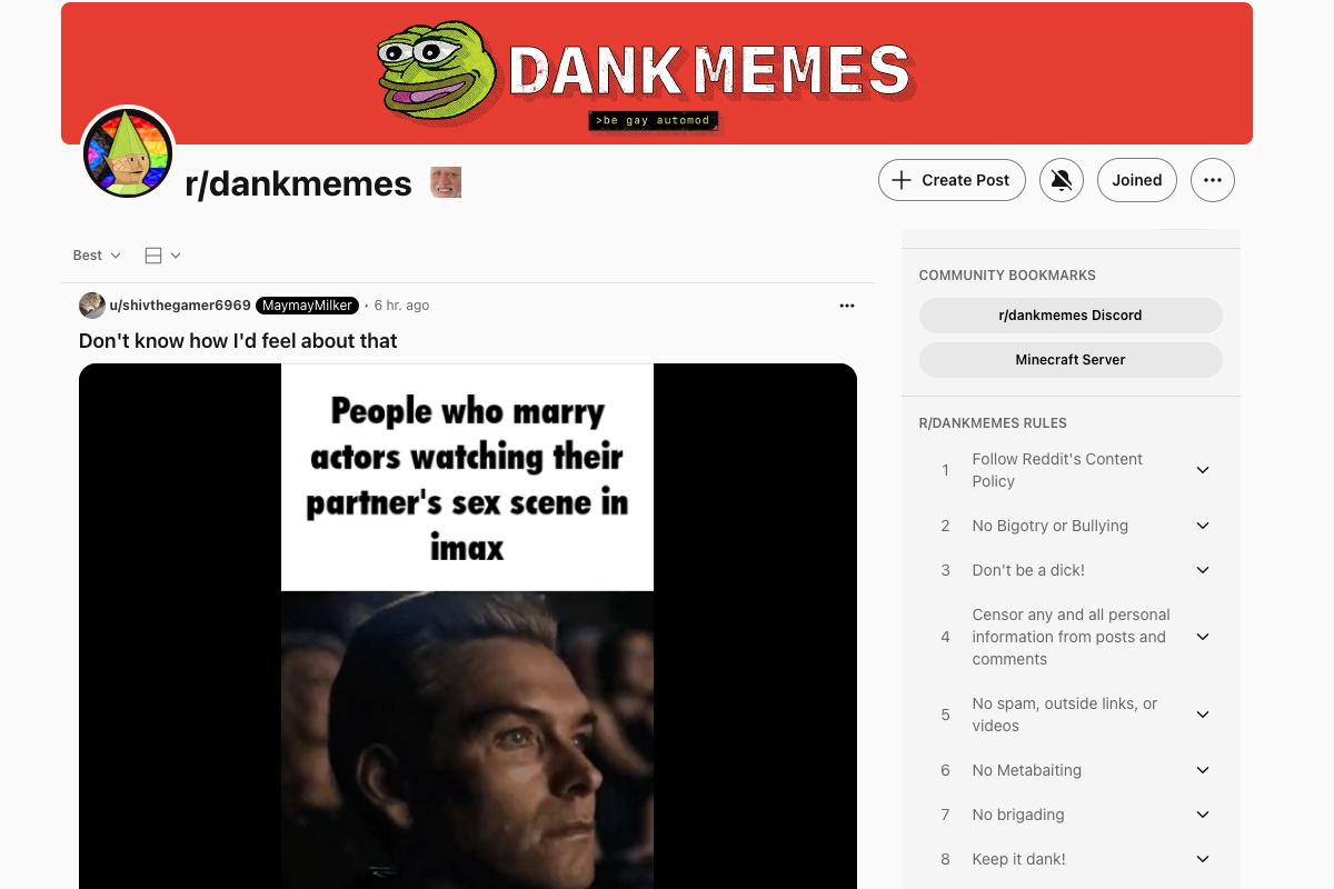 Example of Reddit community discussion